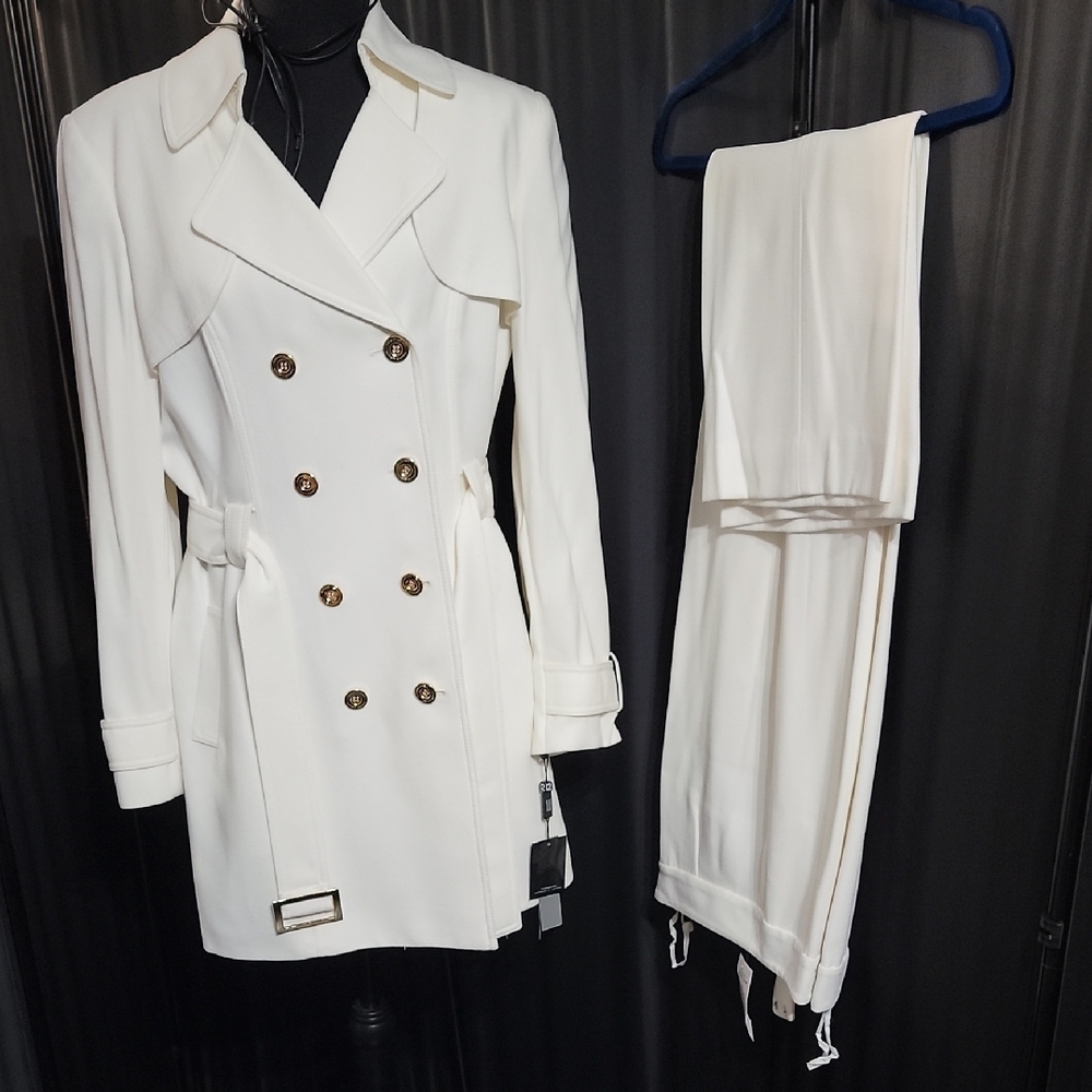 Tahari LadyLike Chic Ivory White Pants Suit (12)
